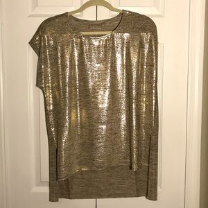 Gold lamé front high low top • size M